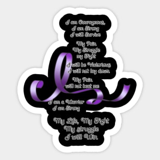 Purple Ribbon Awareness Poem Sticker